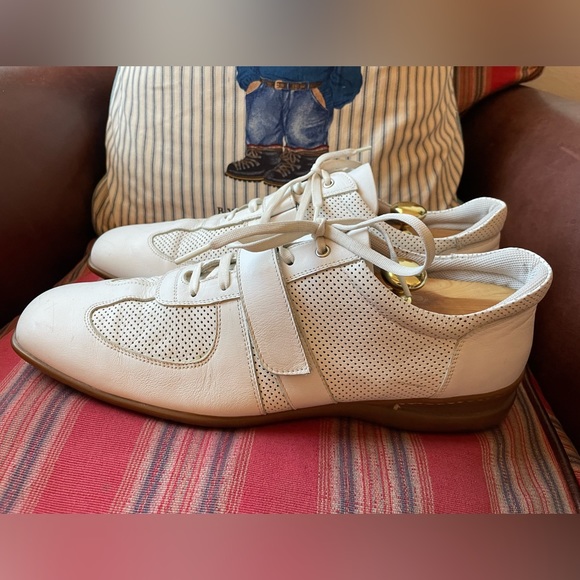 ADAM DERRICK SPORT Made in Italy Perforated Leather Sneakers in White Size 12 - Picture 2 of 7